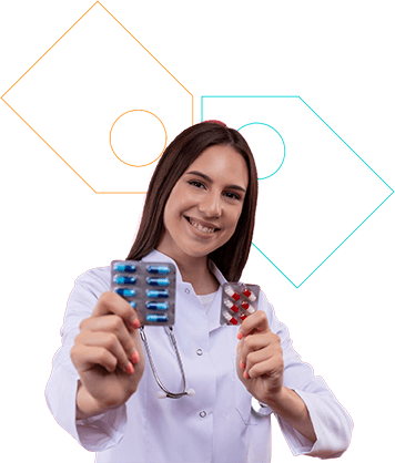 Pharmacist showing medications