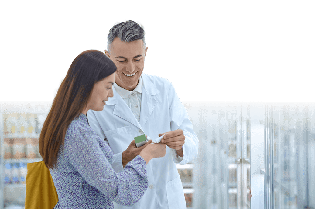 Pharmacist assisting a female customer
